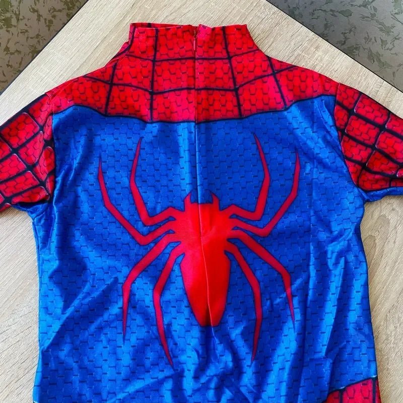 02 Kids Superhero Spider Costume | Spandex Jumpsuit & Head Cover for Halloween Cosplay - Flameira