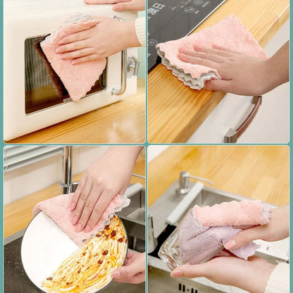 10PC Kitchen Accessories Super Absorbent Microfiber Dish Cloth Tableware Household Cleaning Towel Kitchen Tools Gadget ALI253 - Flameira