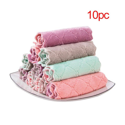 10PC Kitchen Accessories Super Absorbent Microfiber Dish Cloth Tableware Household Cleaning Towel Kitchen Tools Gadget ALI253 - Flameira