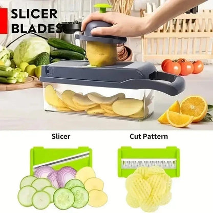 14 - in - 1 Multifunctional Vegetable Chopper & Slicer - Food Grate, Dicer, Cutter for Kitchen - Flameira