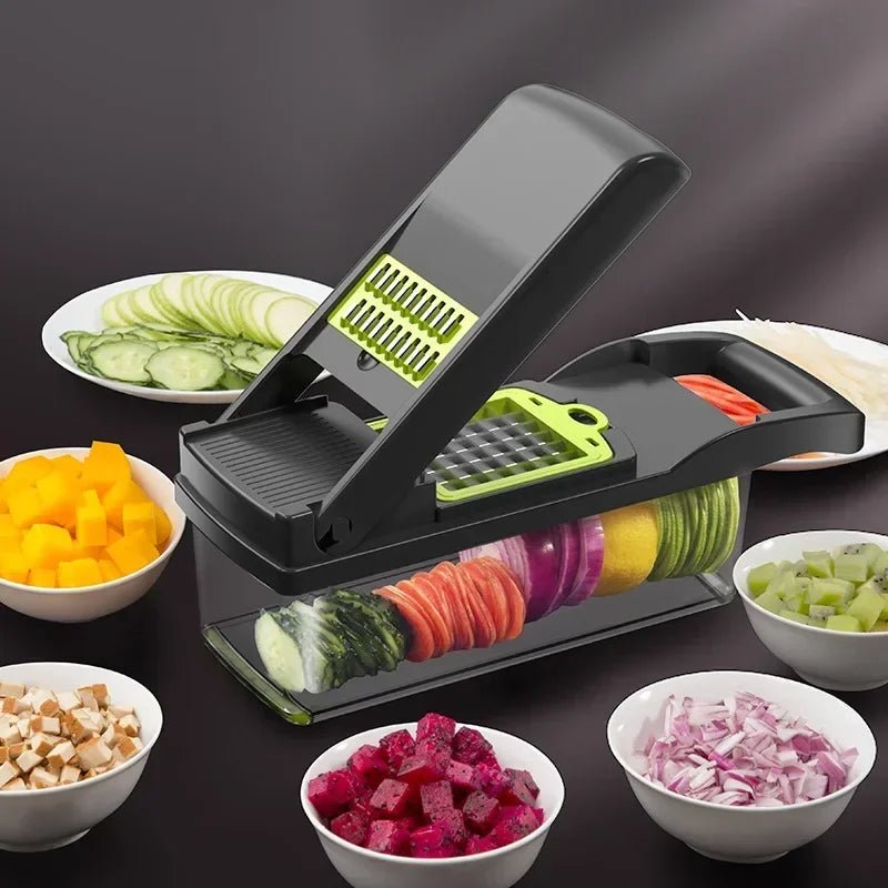 14 - in - 1 Multifunctional Vegetable Chopper & Slicer - Food Grate, Dicer, Cutter for Kitchen - Flameira