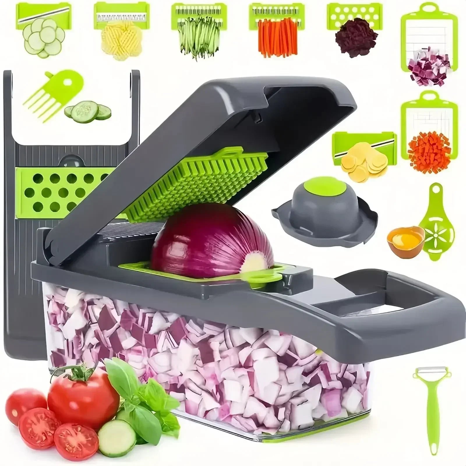 14 - in - 1 Multifunctional Vegetable Chopper & Slicer - Food Grate, Dicer, Cutter for Kitchen - Flameira