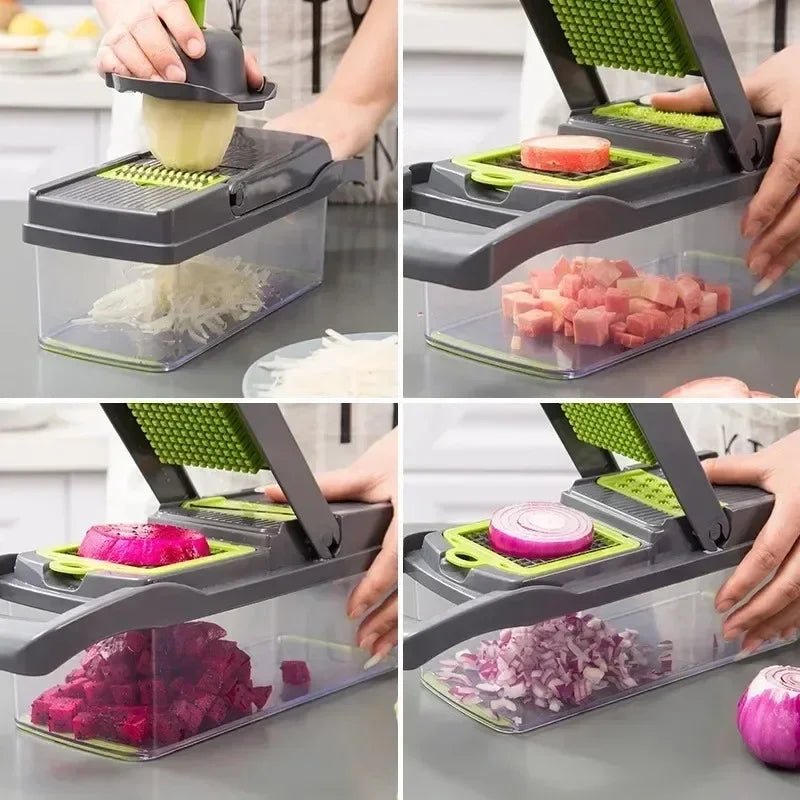 14 - in - 1 Multifunctional Vegetable Chopper & Slicer - Food Grate, Dicer, Cutter for Kitchen - Flameira