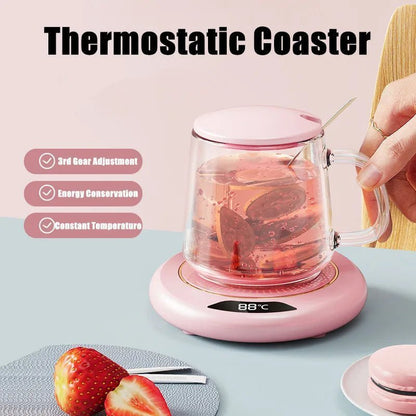 1PC Thermostatic Heating Coaster USB – 3 - Speed Adjustable, 55°C Constant Temperature for Home Use - Flameira