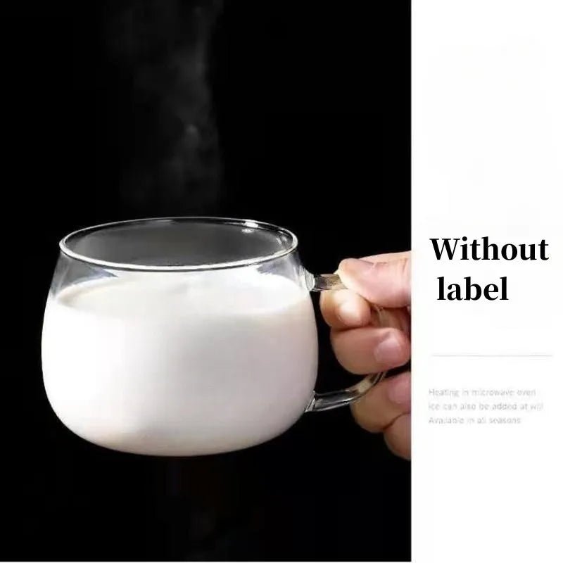 350ml Letter Printed Transparent Glass Coffee Mug - Creative Tea & Milk Cup with Handle - Flameira