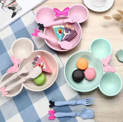 3PCS Disney Minnie & Mickey Mouse Dinner Set | Plates, Spoon & Fork for Kids’ Birthday Party & Baby Shower - Flameira