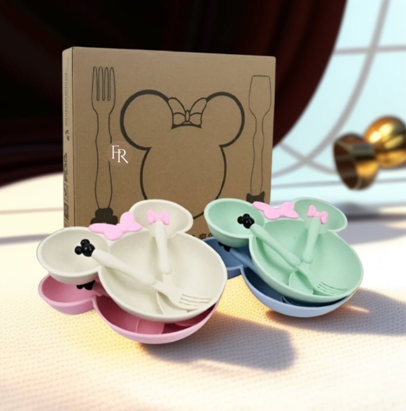 3PCS Disney Minnie & Mickey Mouse Dinner Set | Plates, Spoon & Fork for Kids’ Birthday Party & Baby Shower - Flameira