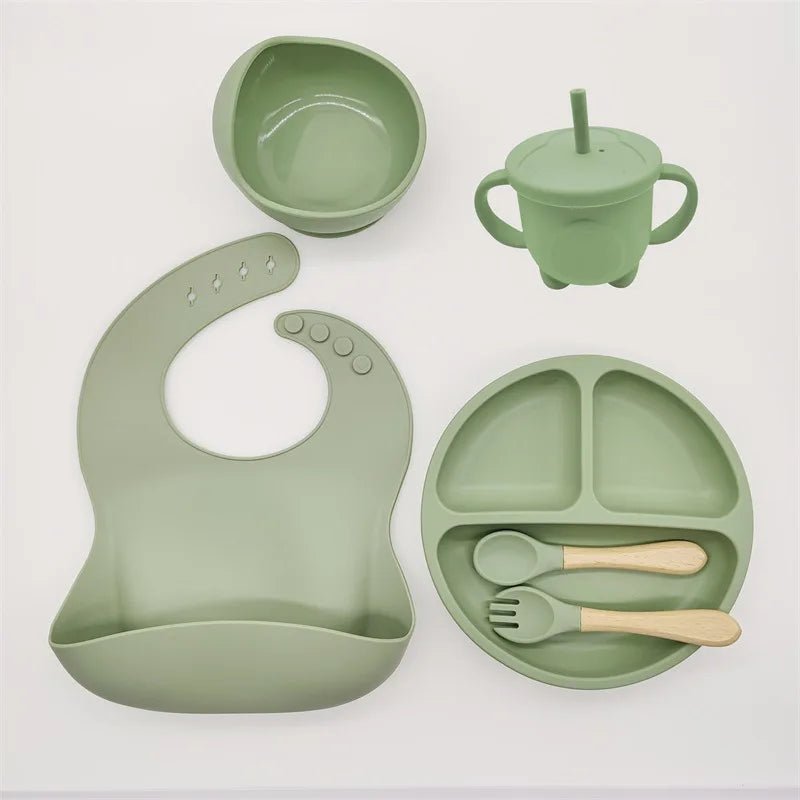 8 - Piece Silicone Children's Tableware Set - Baby Suction Bowls for Food Training - Flameira