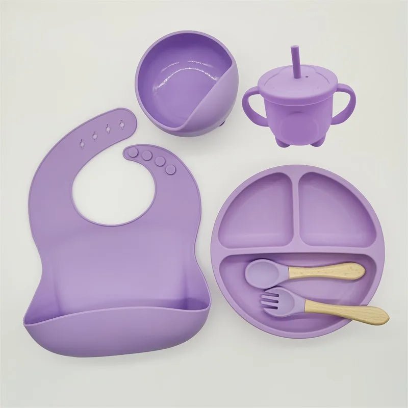 8 - Piece Silicone Children's Tableware Set - Baby Suction Bowls for Food Training - Flameira