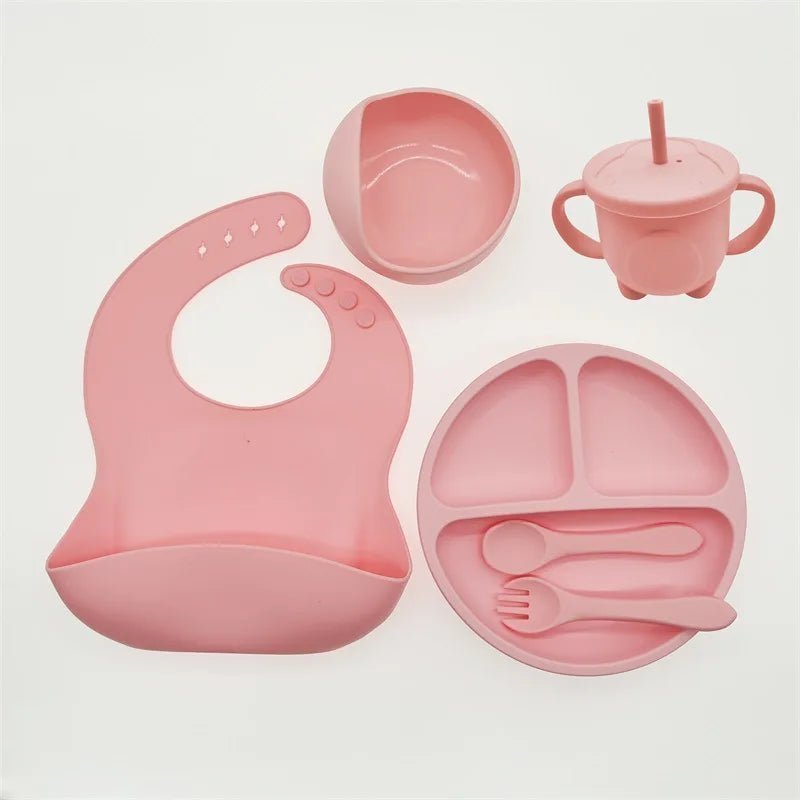 8 - Piece Silicone Children's Tableware Set - Baby Suction Bowls for Food Training - Flameira