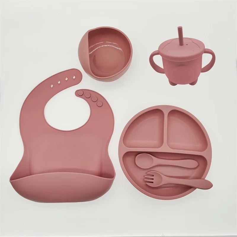 8 - Piece Silicone Children's Tableware Set - Baby Suction Bowls for Food Training - Flameira