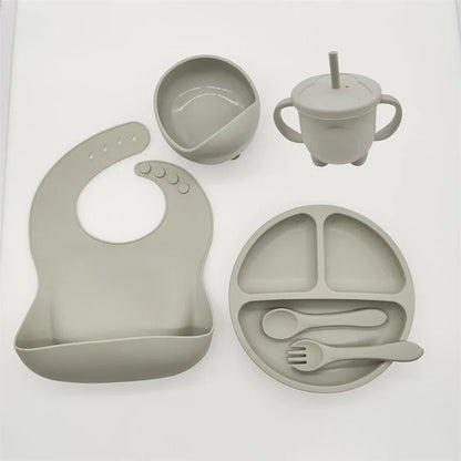 8 - Piece Silicone Children's Tableware Set - Baby Suction Bowls for Food Training - Flameira