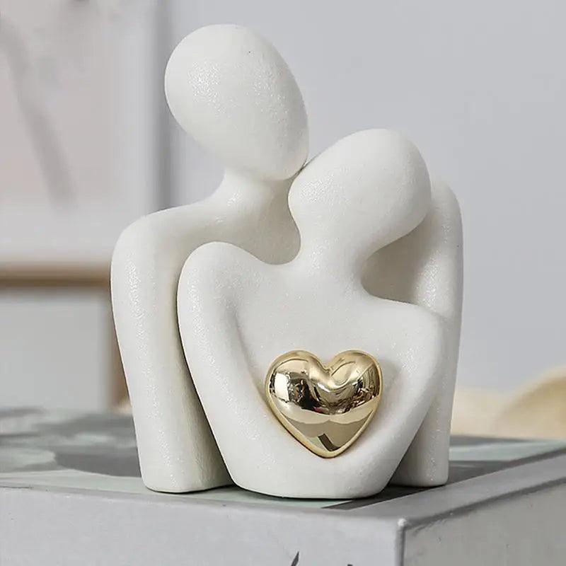 Nordic Decorative Abstract Couple Statue – Modern Home Sculpture - Flameira