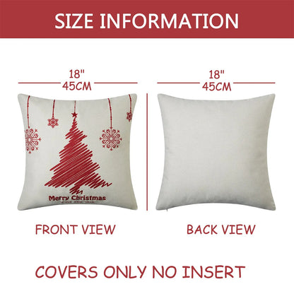 Holiday Throw Pillow Covers - Set of 4 Christmas Sofa Decorations