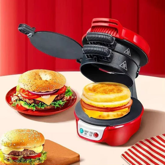 All - in - One Breakfast Machine: Hamburg Sandwich Maker with Egg Cooker & Bread Toaster - Flameira