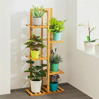 Bamboo 5/6 Tier Plant Stand – Indoor & Outdoor Multi-Tier Flower Pot Shelf - Flameira