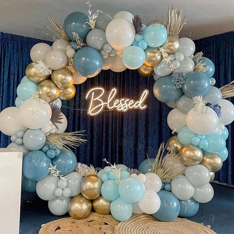 Blue Burgundy Gold Balloon Garland Arch Kit - Perfect Party Decoration for Birthdays, Baby Showers & Weddings - Flameira