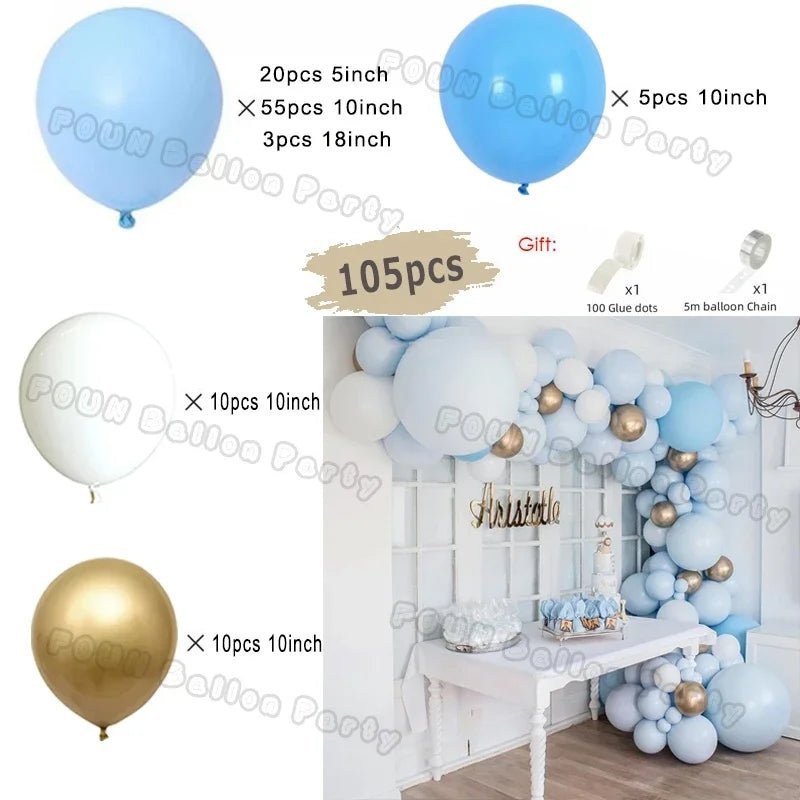 Blue Burgundy Gold Balloon Garland Arch Kit - Perfect Party Decoration for Birthdays, Baby Showers & Weddings - Flameira