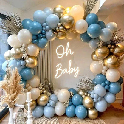 Blue Burgundy Gold Balloon Garland Arch Kit - Perfect Party Decoration for Birthdays, Baby Showers & Weddings - Flameira