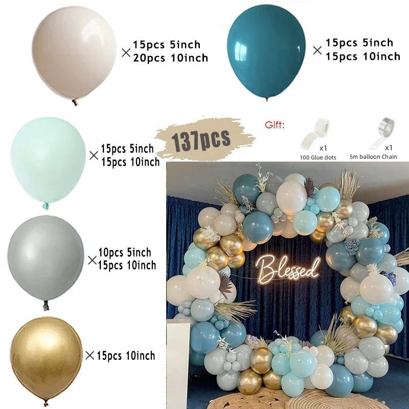 Blue Burgundy Gold Balloon Garland Arch Kit - Perfect Party Decoration for Birthdays, Baby Showers & Weddings - Flameira