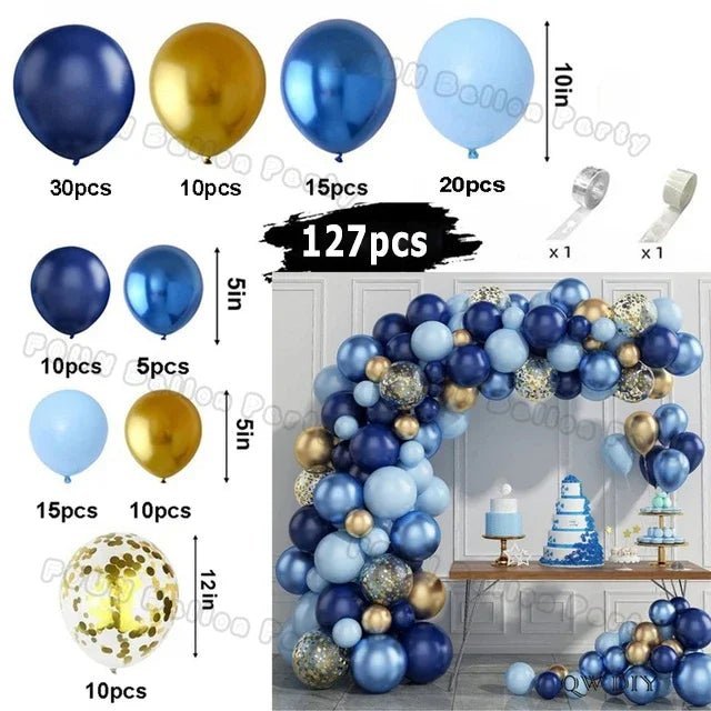 Blue Burgundy Gold Balloon Garland Arch Kit - Perfect Party Decoration for Birthdays, Baby Showers & Weddings - Flameira