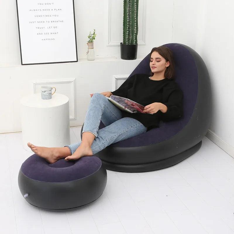 Comfy Dark Blue Bean Bag Pouf – Stylish & Versatile Seating - Flameira