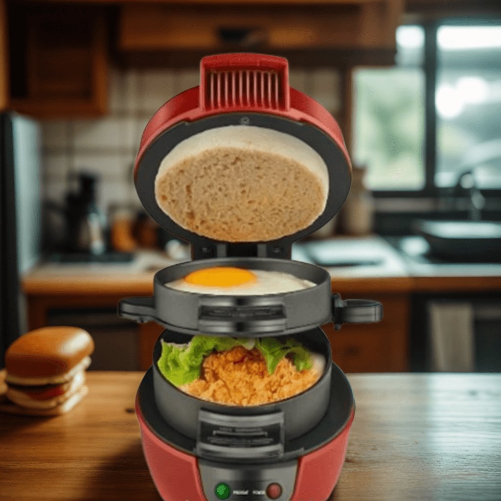 All-in-One Breakfast Machine: Hamburg Sandwich Maker with Egg Cooker & Bread Toaster - Flameira