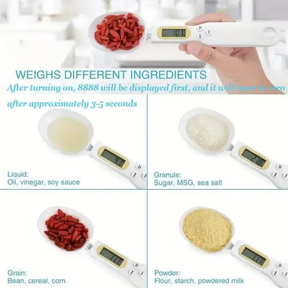 Electronic Kitchen Scale 500g 0.1g LCD Digital Spoon Scale for Food, Flour, Milk, Coffee - Mini Measuring Tool - Flameira