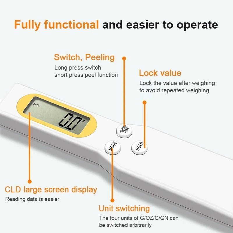 Electronic Kitchen Scale 500g 0.1g LCD Digital Spoon Scale for Food, Flour, Milk, Coffee - Mini Measuring Tool - Flameira