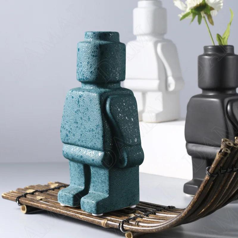 European Resin Block Man Vase – Modern Home Decoration for Living Room - Flameira