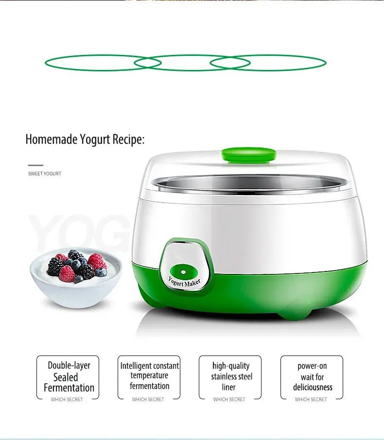 Mini Automatic Yogurt Maker - DIY Kitchen Appliance with Stainless Steel Tank - Flameira