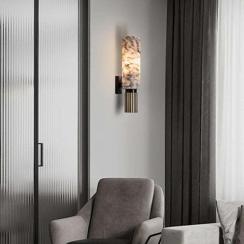 Modern Luxury Natural Marble Wall Lamp – Elegant Home Lighting - Flameira