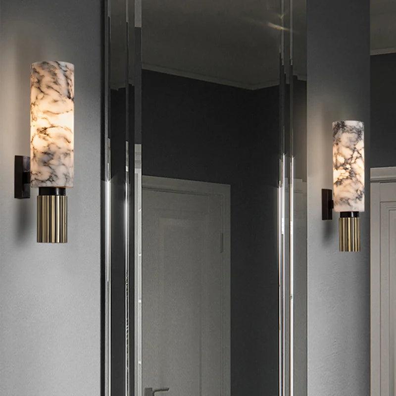 Modern Luxury Natural Marble Wall Lamp – Elegant Home Lighting - Flameira