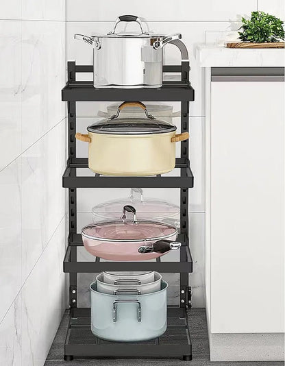 Multi - Layer Kitchen Sink Storage Rack | Adjustable Cooker & Pot Rack for Home Stovetop & Cabinets - Flameira