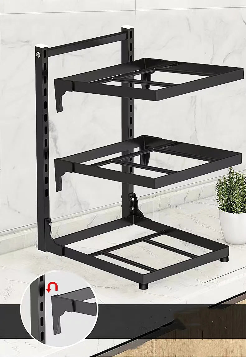 Multi - Layer Kitchen Sink Storage Rack | Adjustable Cooker & Pot Rack for Home Stovetop & Cabinets - Flameira