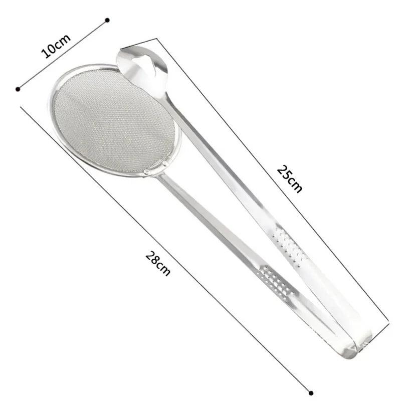 Multifunction Stainless Steel Sieve Filter Spoon – Oil Strainer Clip for Fried Foods - Flameira