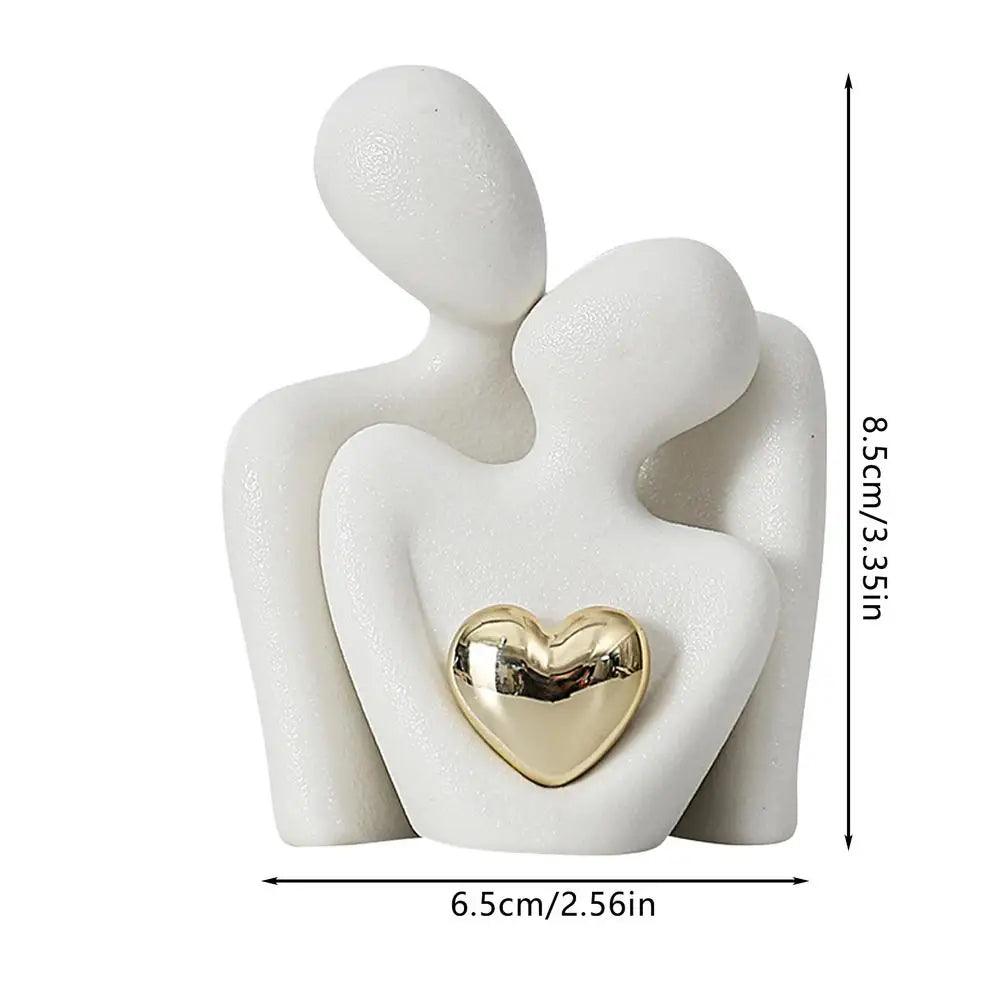 Nordic Decorative Abstract Couple Statue – Modern Home Sculpture - Flameira