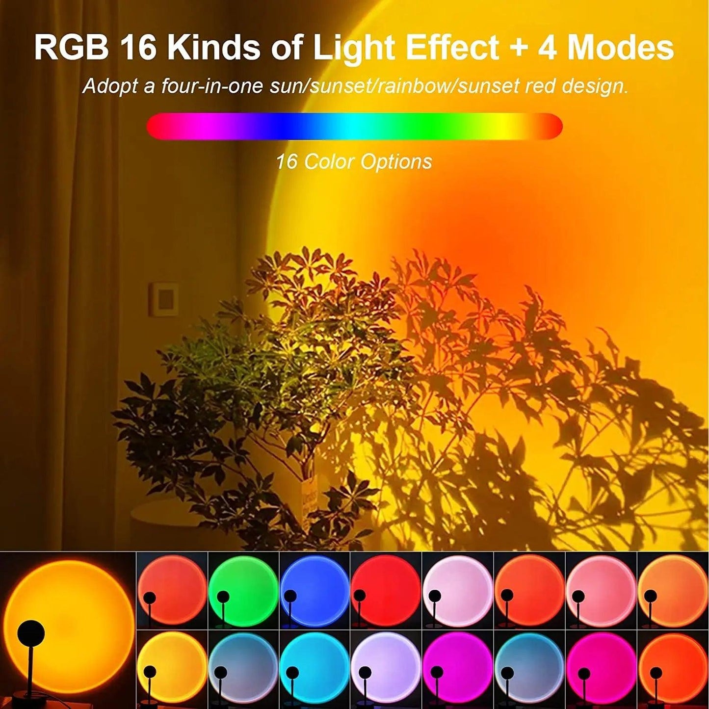 Rainbow Sunset Projector – Vibrant Mood Lighting for Any Room - Flameira