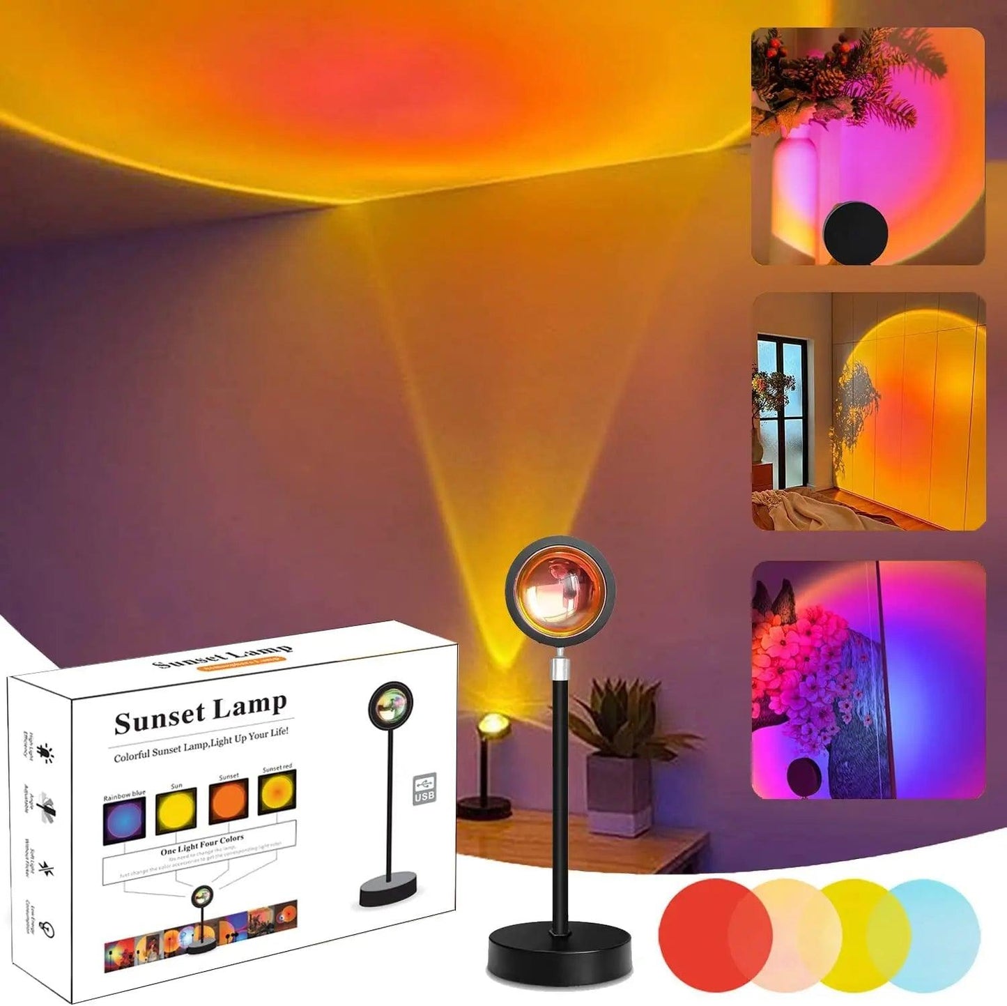 Rainbow Sunset Projector – Vibrant Mood Lighting for Any Room - Flameira