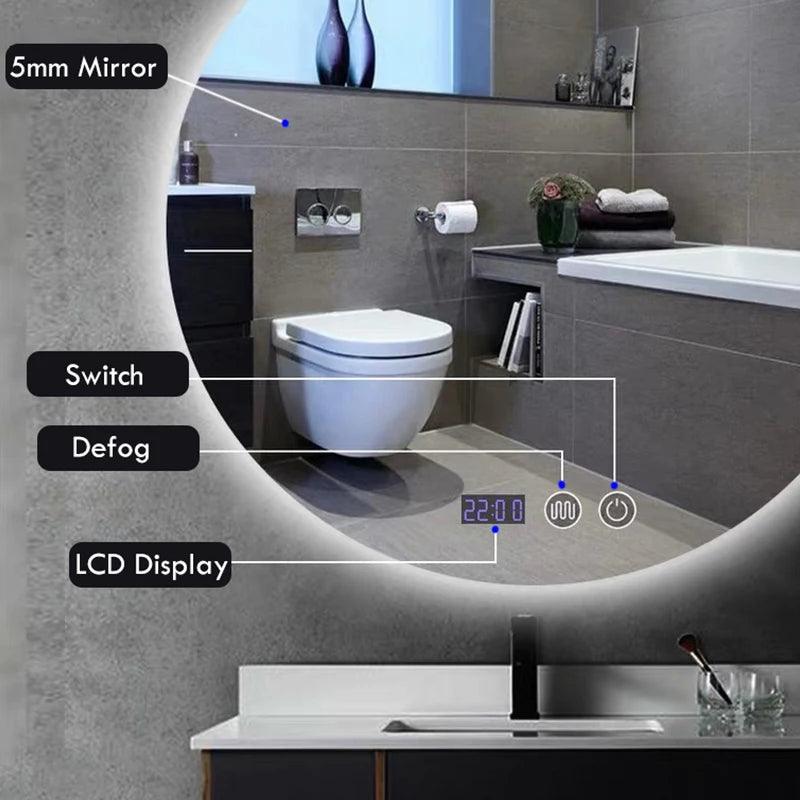 Round Smart Mirror LED Bathroom – Modern LED Lighting - Flameira