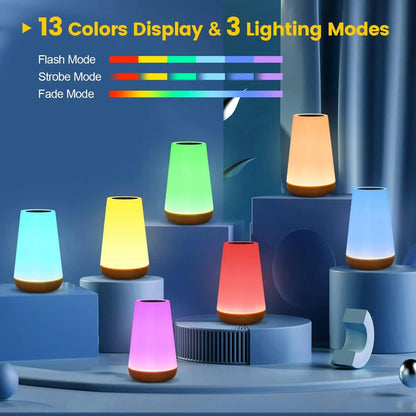 Table Lamp Bedside Lamp - 13 Color Changing Touch Night Light | RGB, Dimmable & USB Rechargeable - Flameira