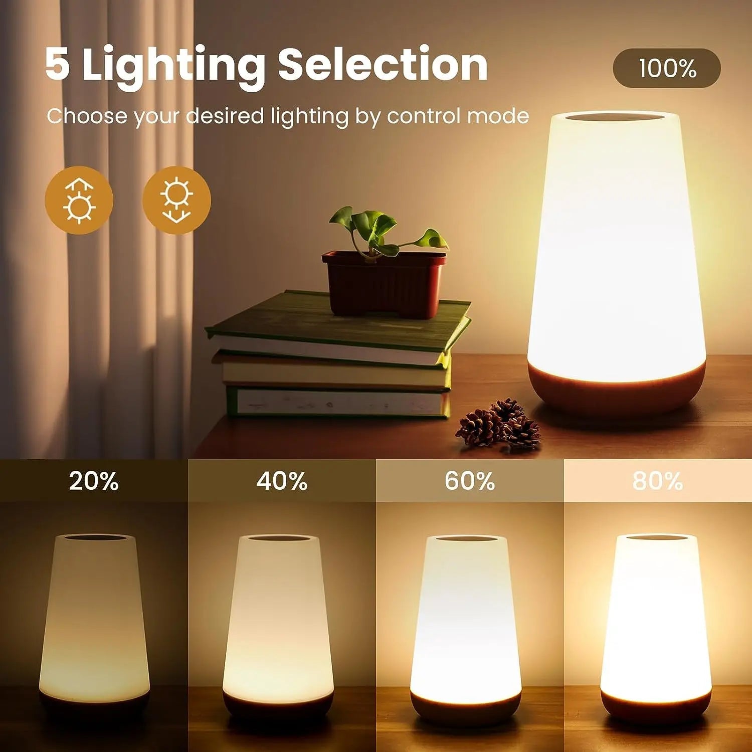 Table Lamp Bedside Lamp - 13 Color Changing Touch Night Light | RGB, Dimmable & USB Rechargeable - Flameira