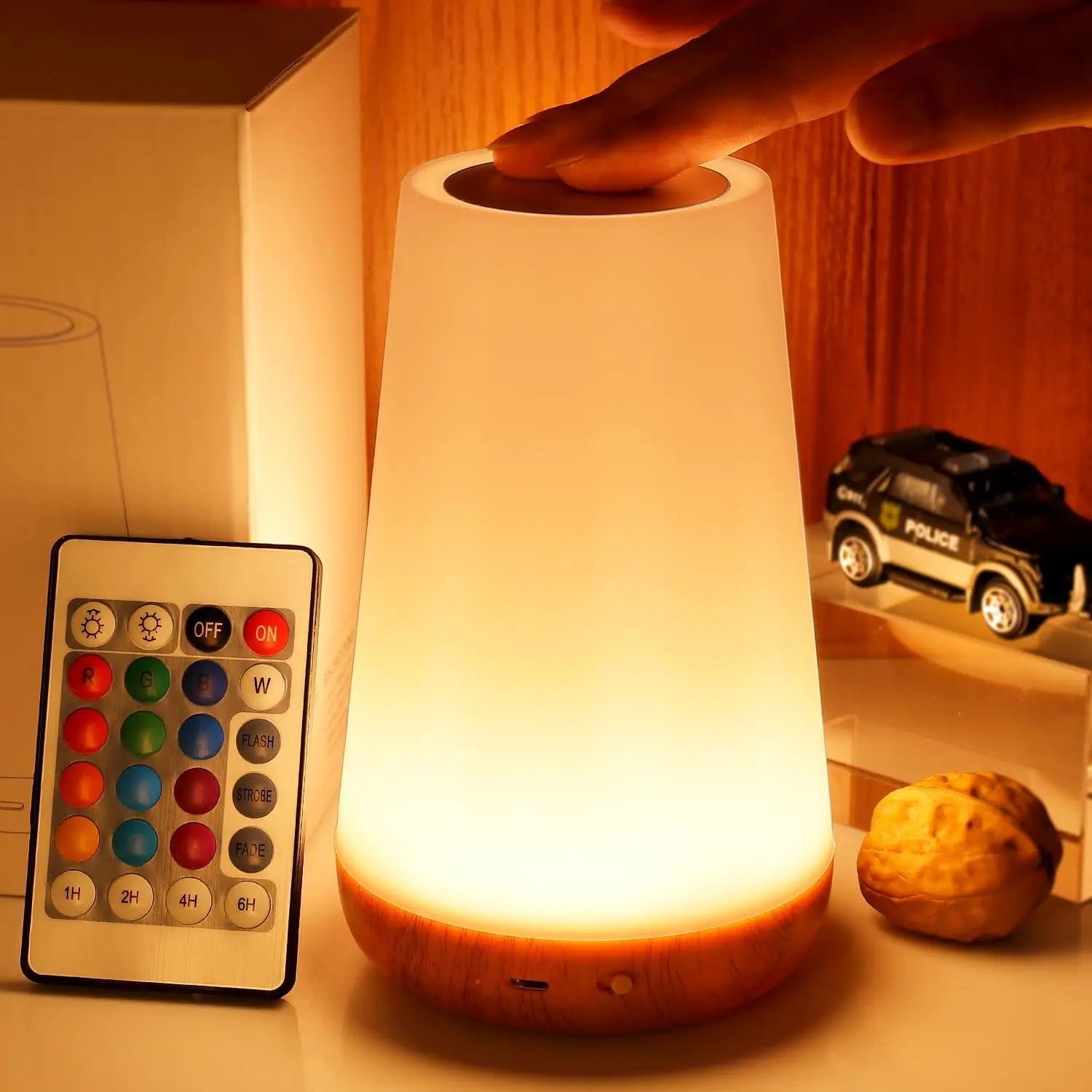 Table Lamp Bedside Lamp - 13 Color Changing Touch Night Light | RGB, Dimmable & USB Rechargeable - Flameira