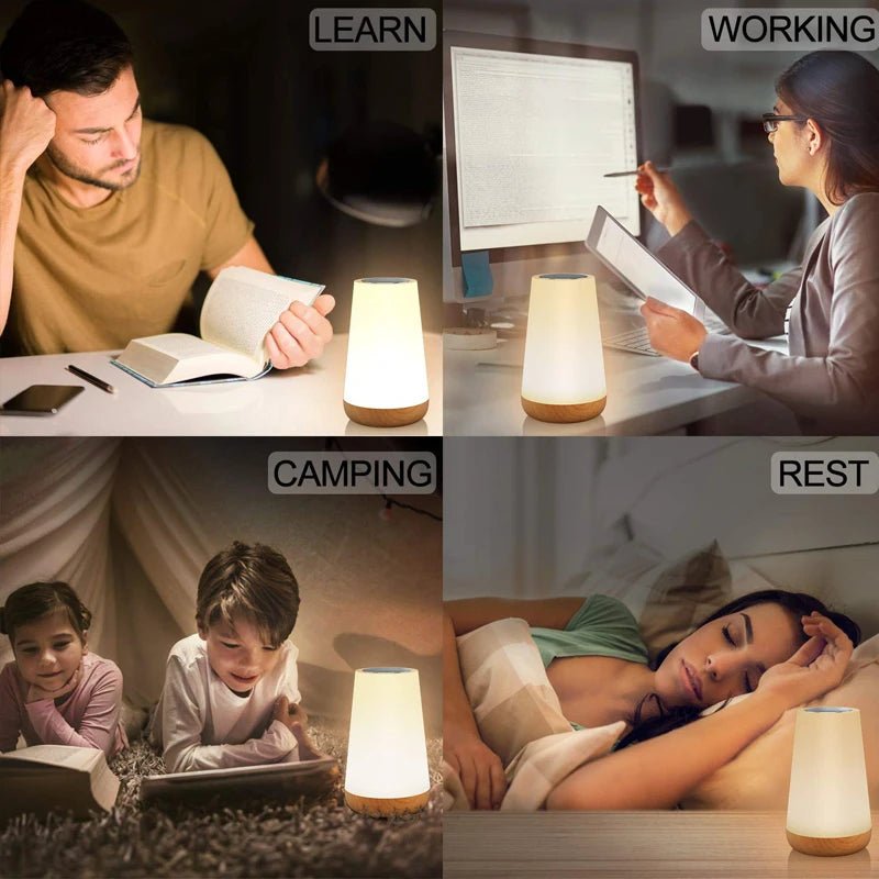 Table Lamp Bedside Lamp - 13 Color Changing Touch Night Light | RGB, Dimmable & USB Rechargeable - Flameira