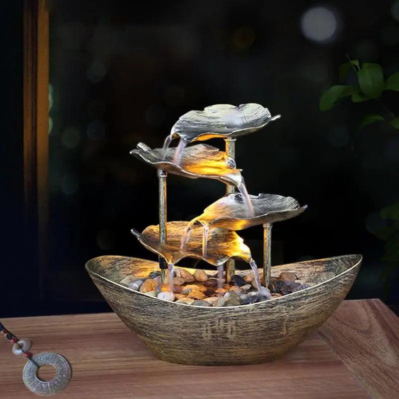 Tabletop Fountain Waterfall – Indoor Relaxation Decor - Flameira